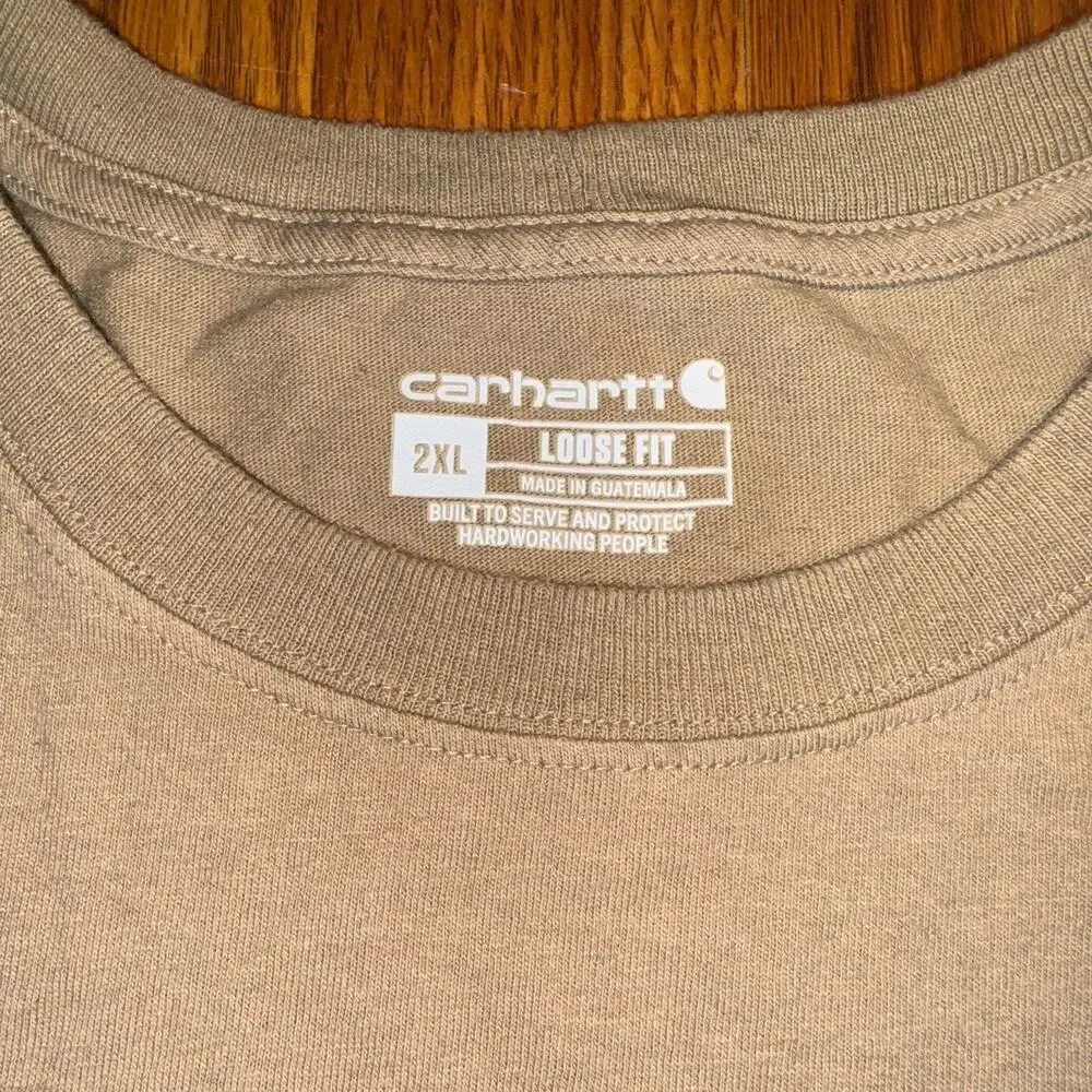 Carhartt Shirt Mens XXL Brown Pocket Tee Cotton Work‎ Wear Outdoors Adult - Picture 4 of 5